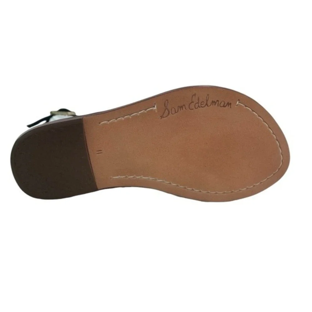 Sam Edelman Gigi Kids Black Leather T-Strap Thong Sandals Size 11 M NWB